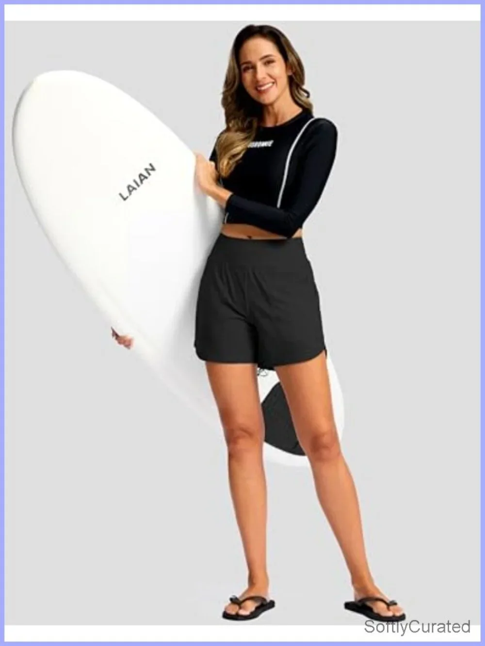 High Waisted Swim Board Shorts with Liner and Pockets Quick Dry UPF 50+